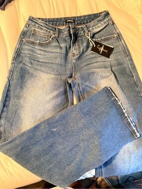 Women’s Flamingals Blue High-Rise Straight Bootcut Jeans